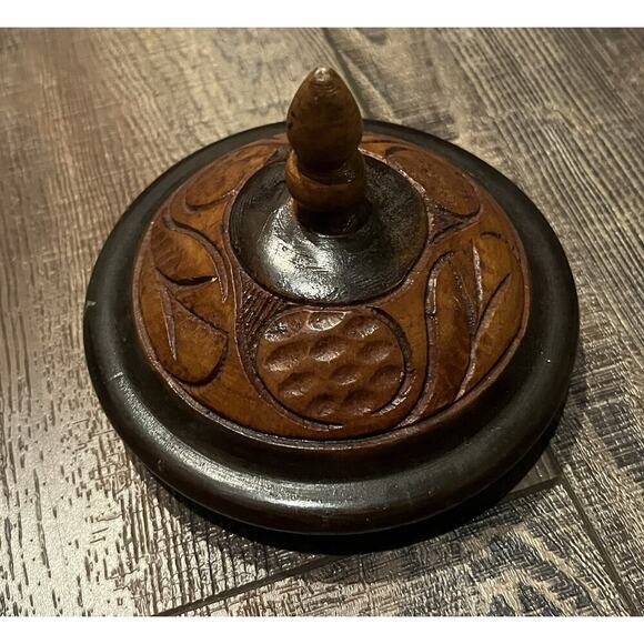 Vintage Hand Carved Teak Wood Tea Pot Pitcher Set w/ 4 cups Lid - Very Nice! - Picture 5 of 9